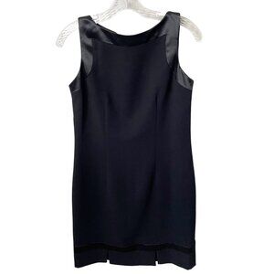 NWT Amanda Smith Y2K Black Sheath Sleeveless Mini Dress Satin Trim Womens Size 6